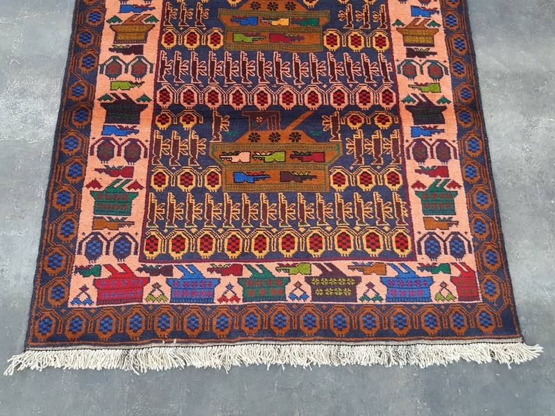 TRADITIONAL AFGHAN SHINDAND BALOCH WAR RUG TRIBAL ART 6'9"x4'1" ft gallery