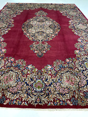 Antique Oriental Hand-Knotted Wool Area Rug Red/Blue/Ivory/Green 10’5″ x 14’4″