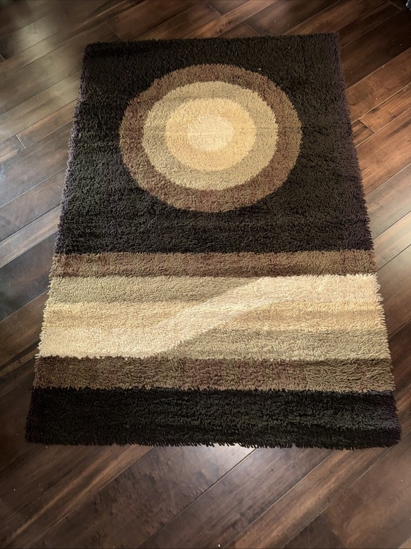 Danish EGE RYA Rug Wool Mid Century Dart Design 6’ X 4’ gallery