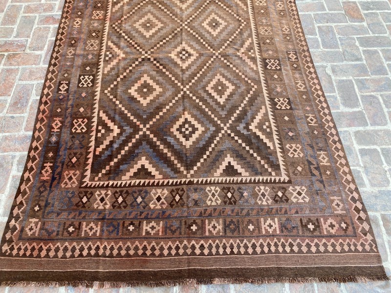 Brown 6x11ft Vintage Turkish Kilim Rug Handmade Wool Tribal Flatweave Boho rug gallery