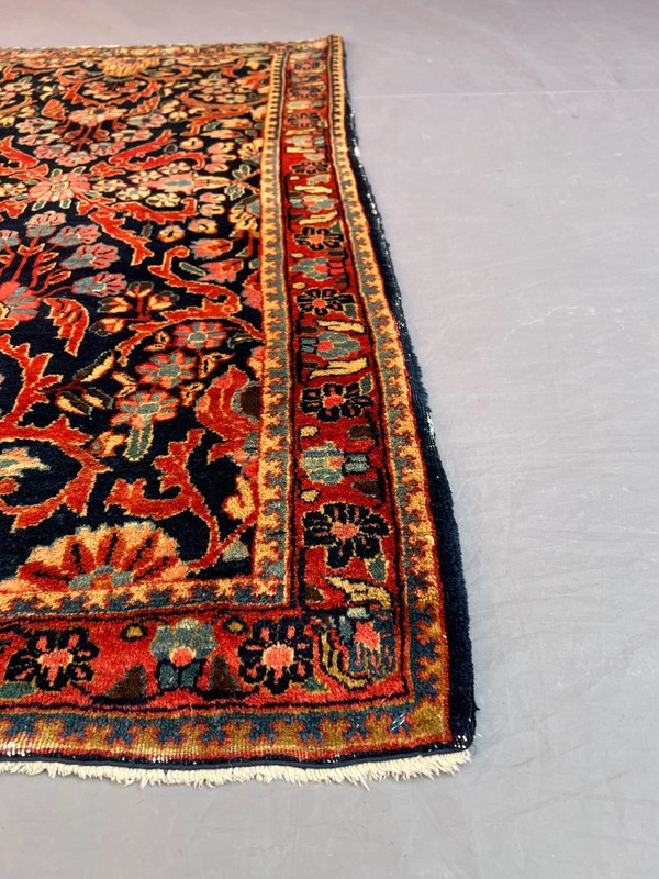 2'6x4'4 Ft Vintage Caucasian Wool Floral Red and Navy Rug gallery
