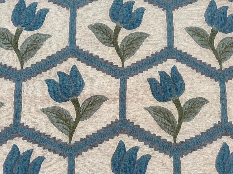Vintage Handmade Aubusson Rug French Style Chain Stitch Needlepoint Rug 3x5 ft gallery