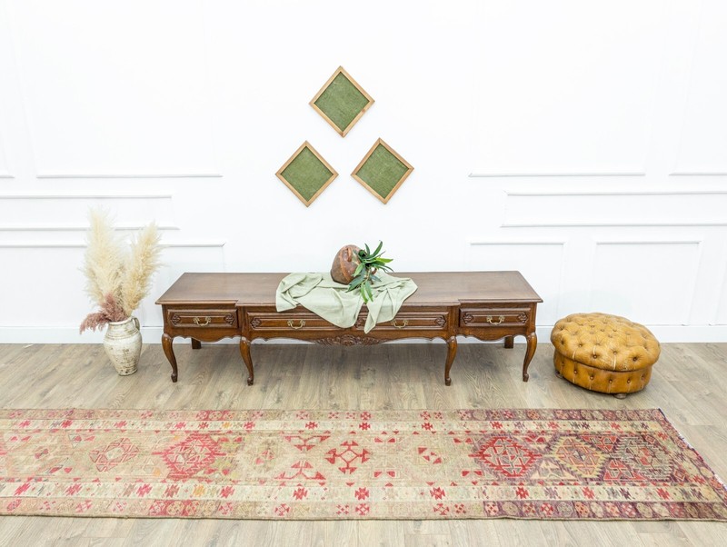 Vintage Turkish Hand-Knotted Oushak Rug - Wool Pastel Extra Long Runner 3x16 ft gallery