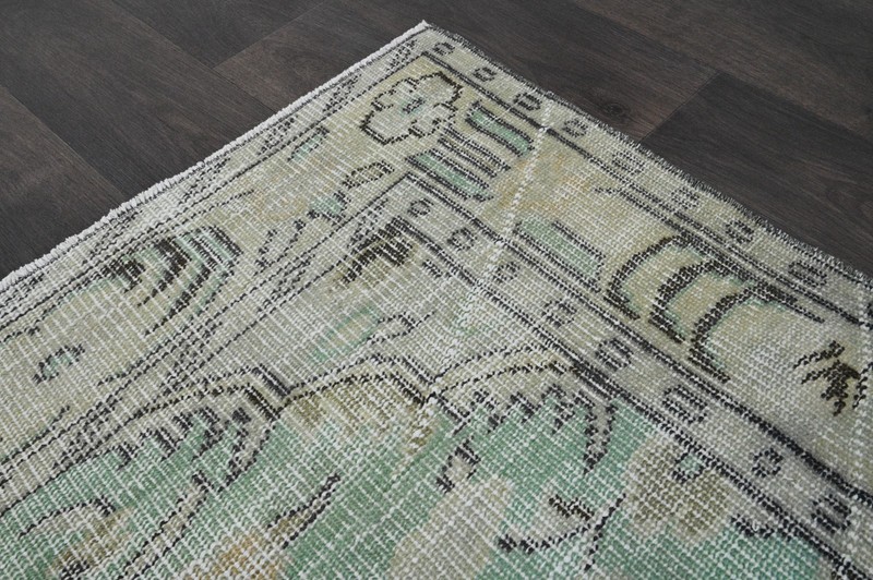 Oushak Turkish Vintage Rug 5x9 Kilim Rug Anatolian Handmade Boho Decor GREEN gallery