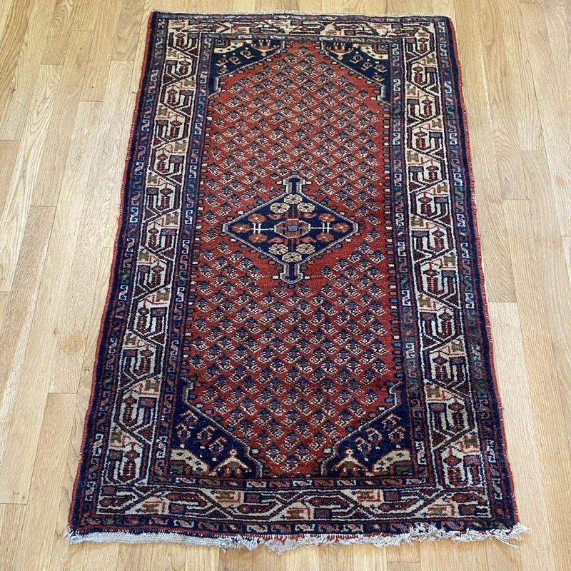 Vintage Rug 2' 7 x 4' 1 Red Hand Knotted Farmhouse Oriental Rug gallery