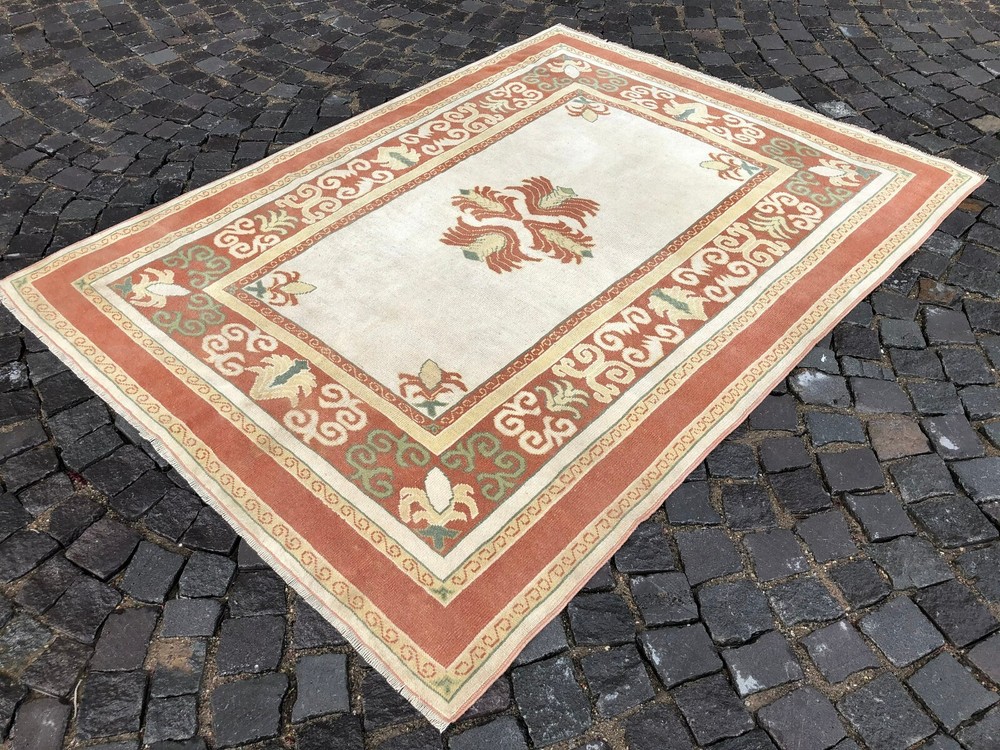 VINTAGE LARGE RUG, HANDMADE WOOL RUG, BOHEMIAN RUG, CARPET | 5,5 x 7,3 ft