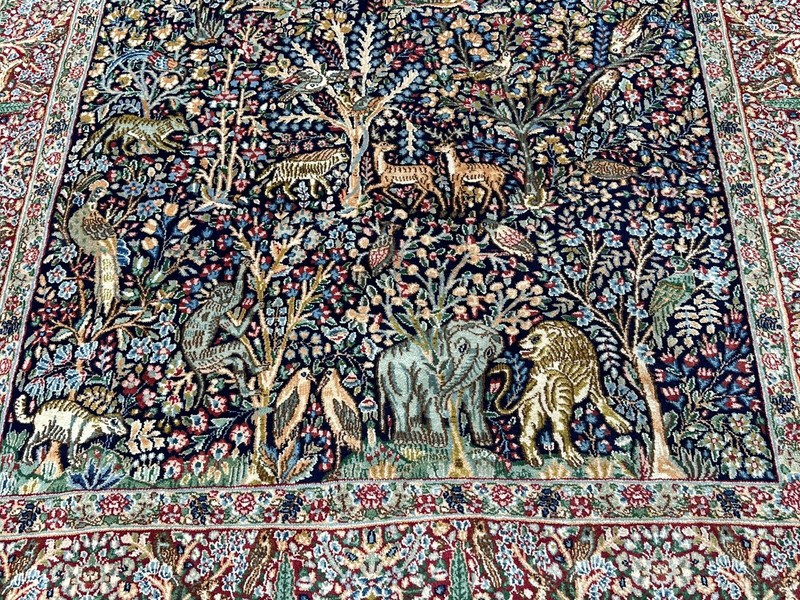ANTIQUE FIINE SIGNED HONARY KIRMAN TREE OF LIFE ORIENTAL RUG 5.9x9 VEGY DYE gallery