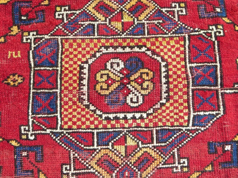 Oriental Antique Carpet, Red Wool Rugs, Handwoven Bedroom Floor Teppiche 50"x66" gallery
