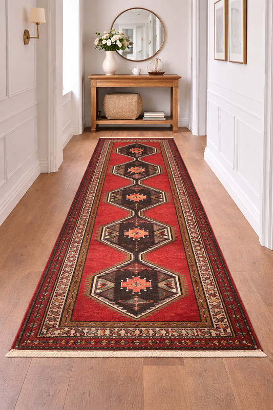 Vintage Plum Tribal Hand-Knotted 4X13 ft Wide Runner Wool Rug Oriental Carpet gallery