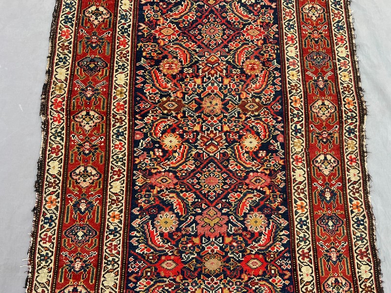 Antique Turkish Inspired Runner Rug 3'6x12'5 Ft Faded Wool Hallway Rug 1900s Rug gallery