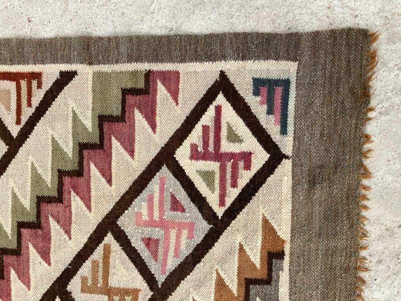 Vintage Navajo Handwoven Beautiful Native American Rug Carpet 147x56 cm gallery