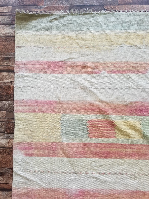 Vintage Handmade Turkish Stripped Wool Kilim Rug 234x160 cm gallery