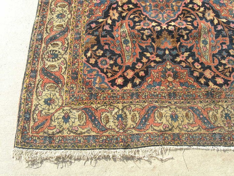 Antique 1800s I s p h a h a n Ahmad Agha Fine Oriental Rug Carpet 54x88" pile gallery