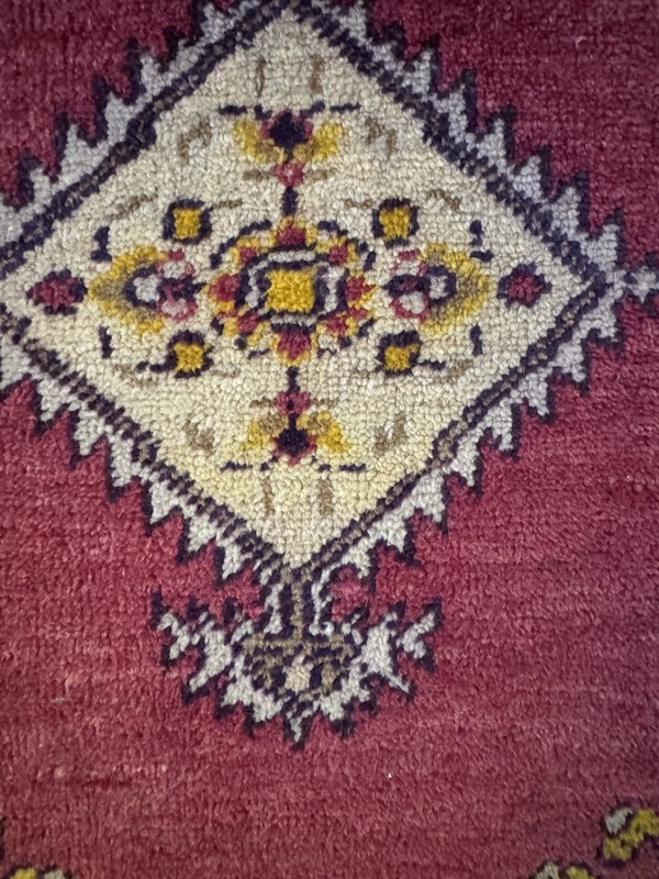 Small Vintage Turkish Hand Woven Rug Door Mat 2’ 8” X 1’ 10.5” Yellow Magenta gallery