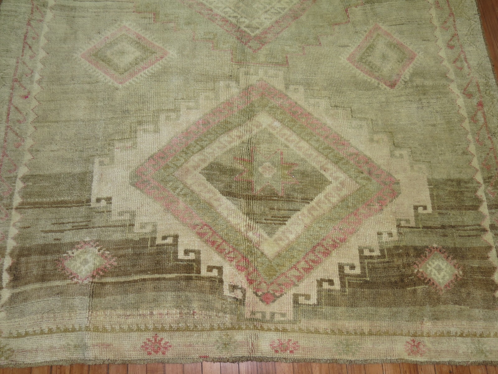 Vintage Golden Turkish Ushak Oushak Kars Gallery Rug Size 6'7"x11'2'' gallery