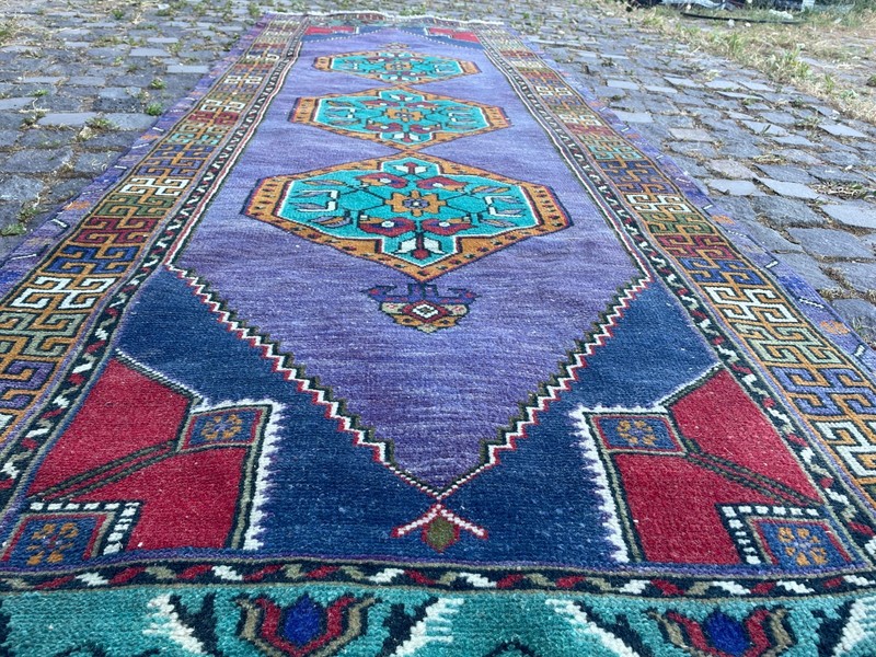 Bohemian Runner Rug, Turkish Vintage Rug, Handmade Wool Rug, 3,3 x 10, ft gallery