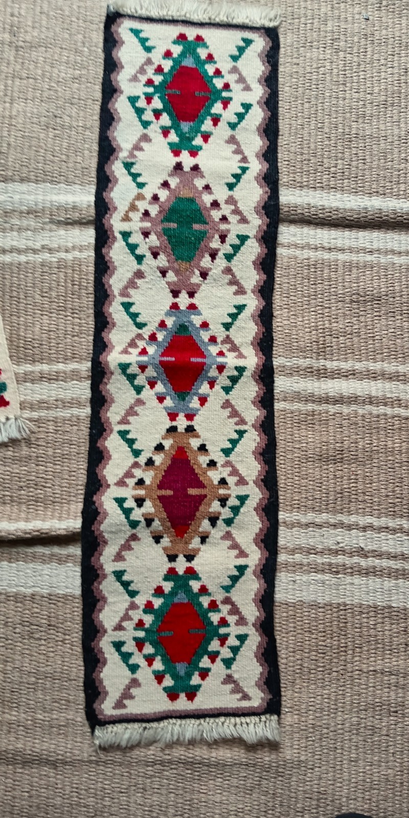 Vintage Kilim Wool Handwoven Slim Runner, Wall Hanging 80cm lg gallery