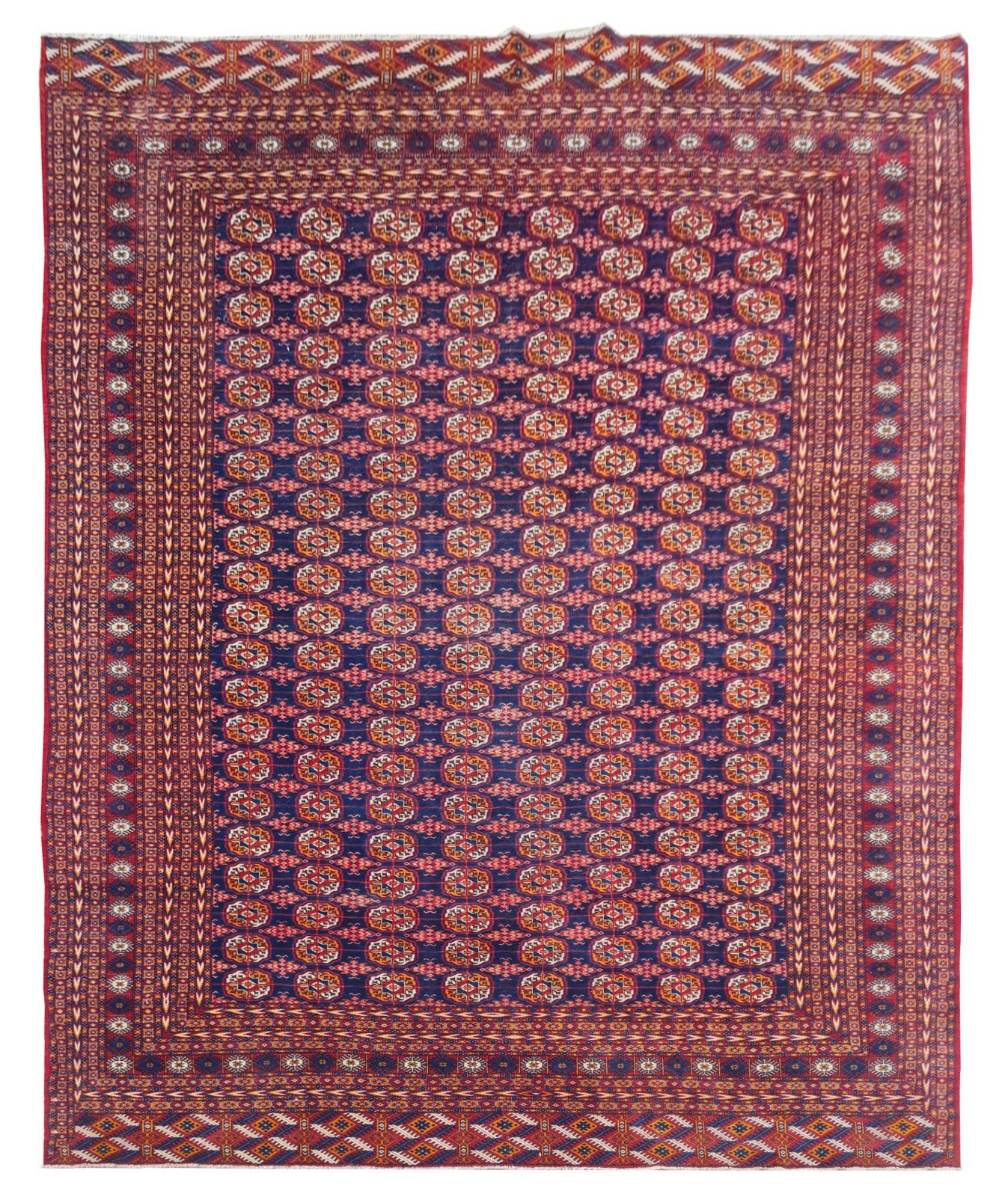 Amazing Hand Knotted Vintage Afghan Turkmen Moori Wool Area Rug 14 x 10 Ft gallery