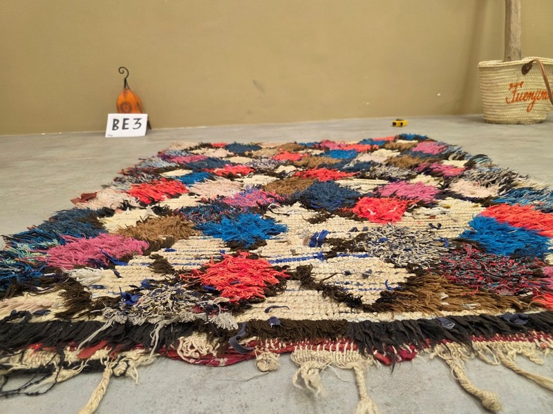 Moroccan Handmade Vintage Runner 3'5x4'4 Berber Soft Clay & Chocolate Brown Rug gallery