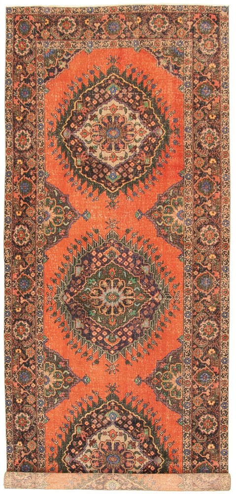 4'11" x 12'6" Vintage Hand-knotted Runner Rug Traditional Oriental Wool Carpet
