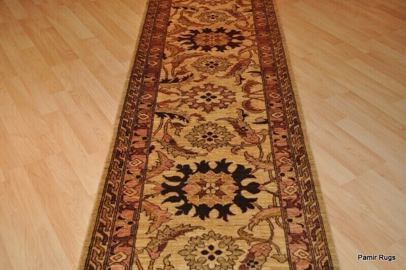 _HAND-MADE_HALL-RUNNER_3' x 17' LONG oriental Tea washed beige brown rug gallery