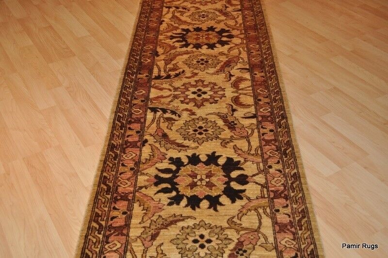 FINE QUALITY handmade 3' x 17' hall runner oriental Tea washed beige brown rug gallery