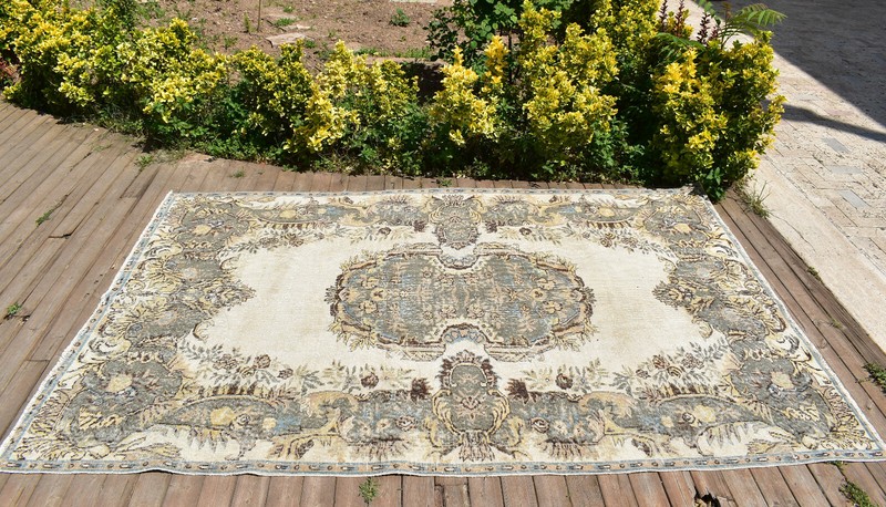 Turkish Rug 69''x104'' Oushak Rug Tribal 5x8 Rug Vintage Muted Color 178x267cm gallery