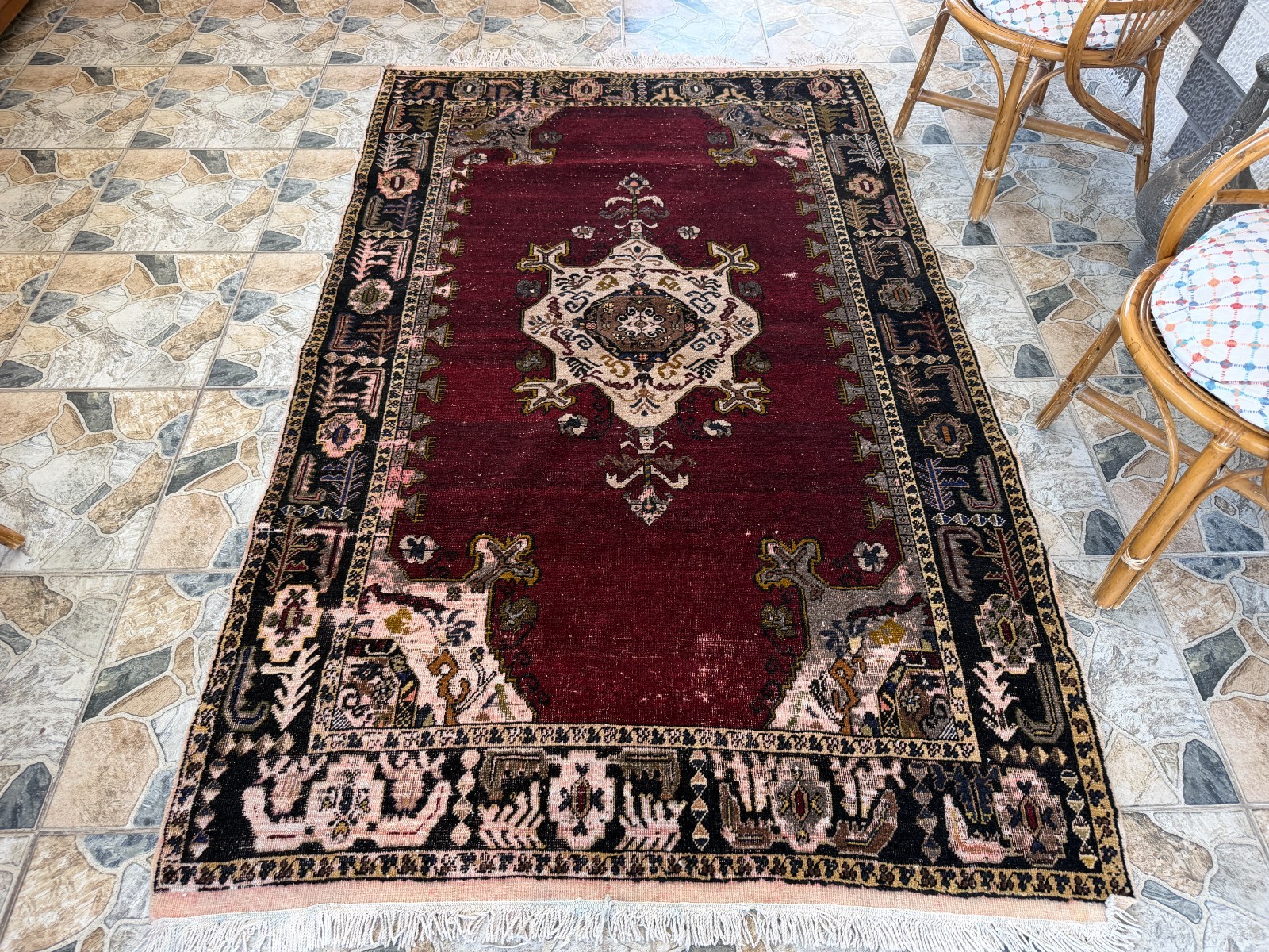 1980s Vintage Turkish Oushak Rug 5x8 ft Farmhouse Handknotted Wool Area Carpet gallery