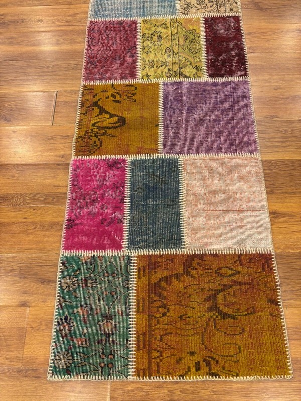 Multicolor Patchwork Rug, 2.6x9.8 ft Runner Rug, Hallway Decor, Long Area Rug gallery