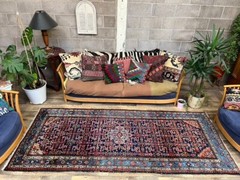 Vintage Rug 289×123 cm, medium, Tribal oriental Carpet Navy Blue, Red 2465