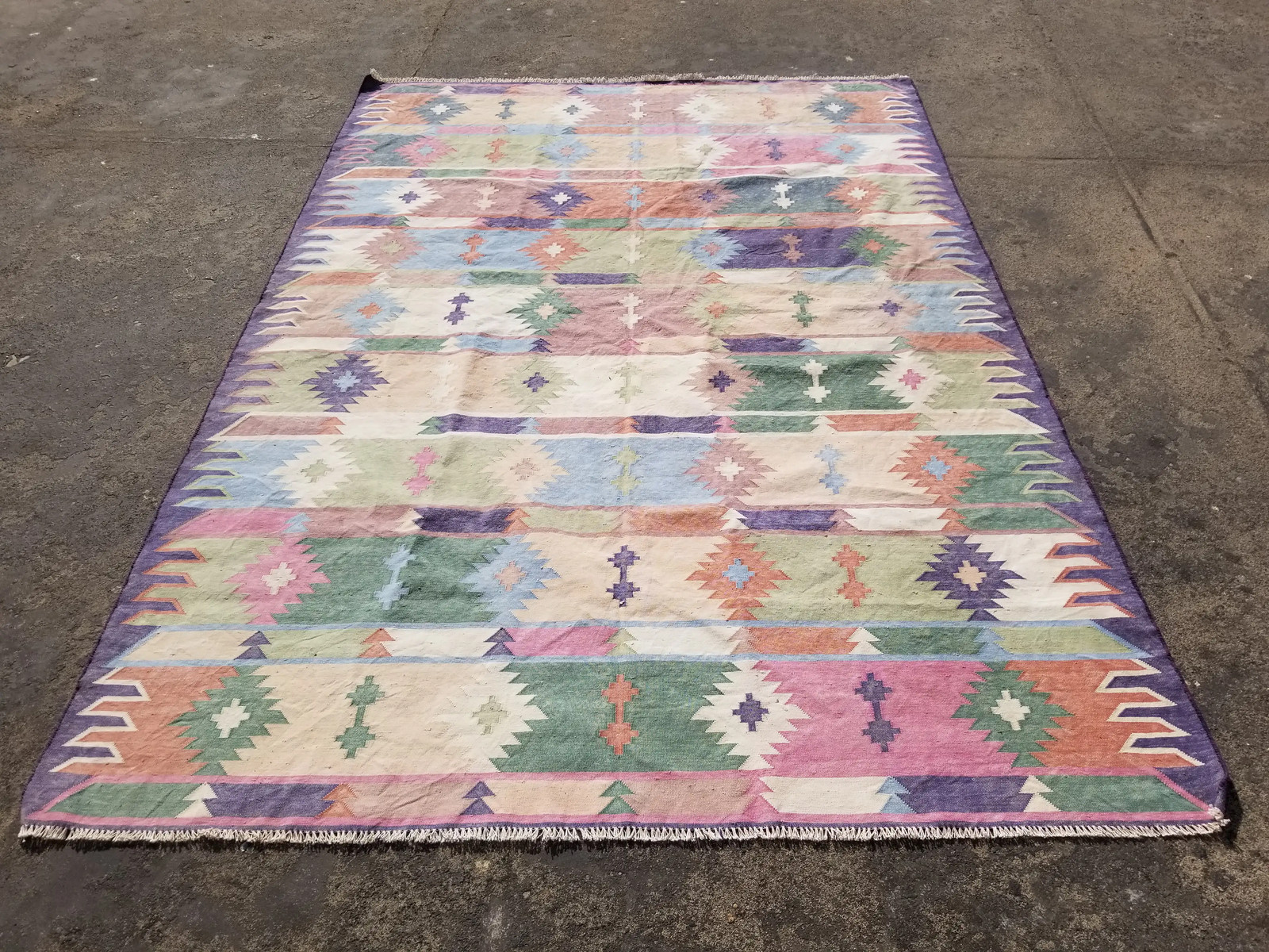 Vintage Traditional Handmade Scandinavian Wool Multicolor Kilim 8.3x5.9 ft gallery