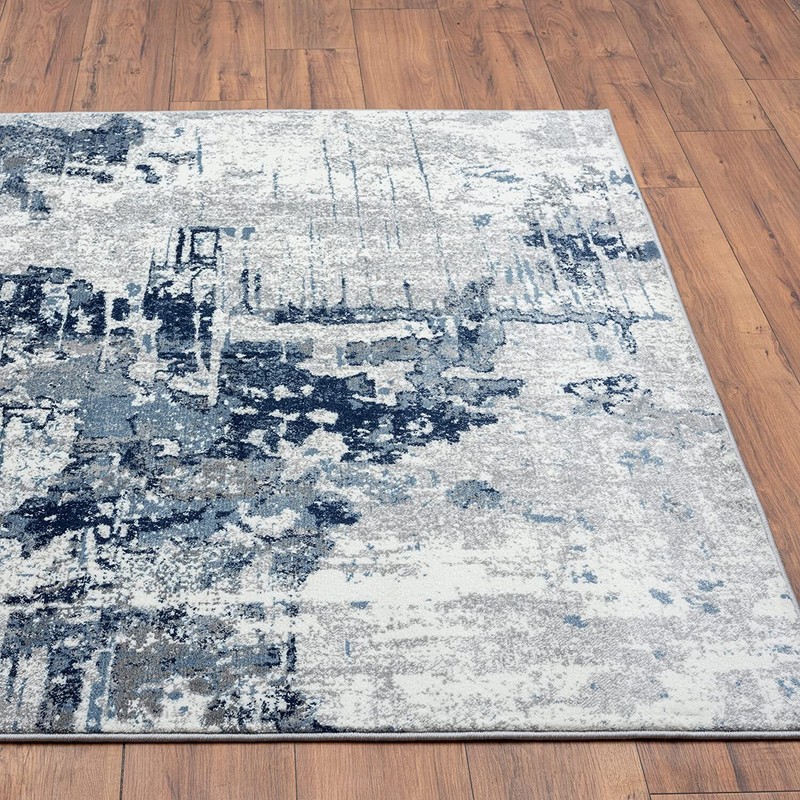 Contemporary Area Rug Blue Abstract Modern Rug Top Quality Carpets Premium Rugs gallery