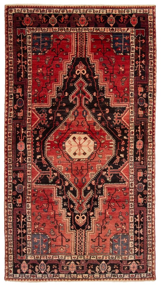 Vintage 4'9" x 9'3" Traditional Hand Knotted Vegetable Dye Wool Area Rug