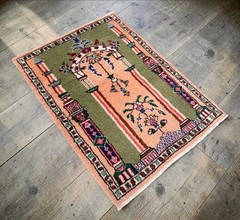 Vintage Turkish Rug Prayer Rug 2’9″x3’9″ | Hand-Made Anatolian Wool Rug 1970s