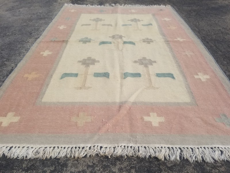 Vintage Traditional Handmade Turkish Scandinavian Wool Kilim Floor Rug 177x122cm gallery