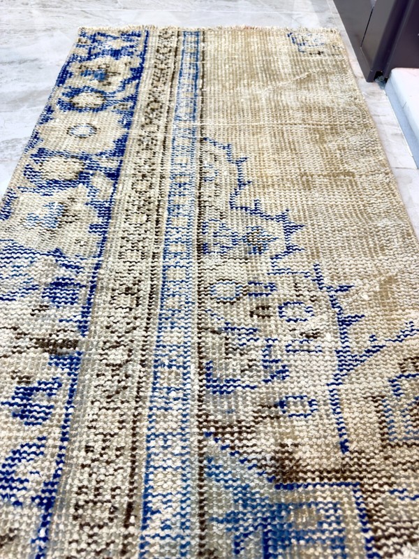 2x4 Antique Small Mat, Turkish Beige Rug, Handmade Wool Rug, Bath Mat, Door Mat gallery
