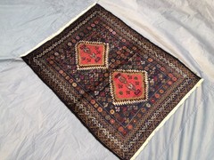 3’1″ x 4’1″ Afghan Baluchi Rug Hand-Knotted Wool Carpet Vintage Tribal Decor Rug