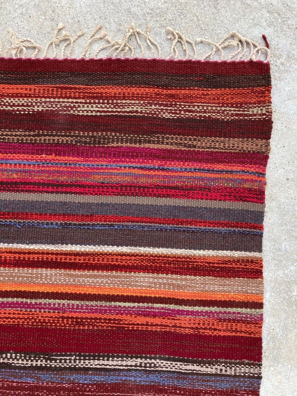 Vintage Traditional Handmade Turkish Striped Kilim Wool Rug Carpet 177x112 cm gallery