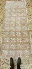 Dated 1911 Antique Natural Dye Distressed Wool Pile Oushak Area Rug 3’4”x8″