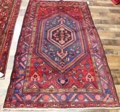 4’3″x7’2″ Handmade wool Authentic Antique Geometric Hamedan Oriental area rug