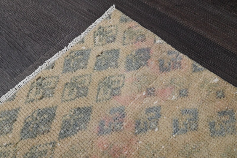 Oushak Turkish Doormat Rug 2x2 BEIGE Anatolian Handmade Vintage Small Kilim Rug gallery