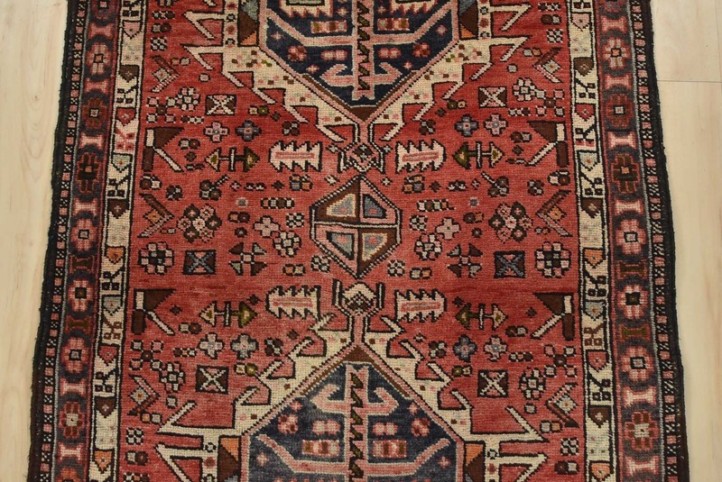 Vintage Tribal Runner 3’2” x 10’2” Red Wool Geometric Hand-Knotted Oriental Rug gallery