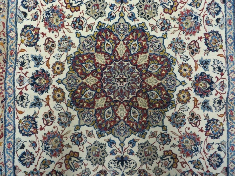 Per'sian Rug 3x6, Fine 650 KPSI, Hand Knotted, Ivory, Kork Wool on Silk gallery