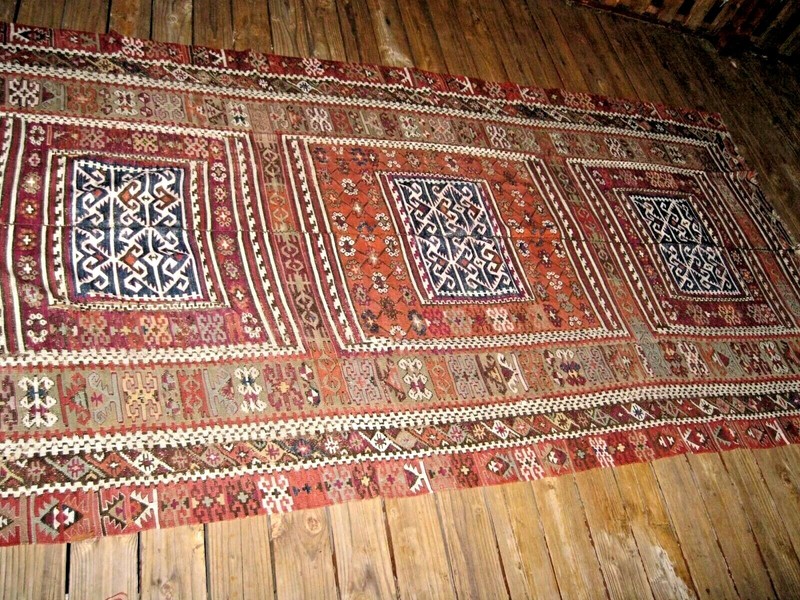 1890-1900 ANTIQUE ANATOLIAN MALATYA KONYA KELIM GREAT COLORS 11'2" X 5'7" gallery