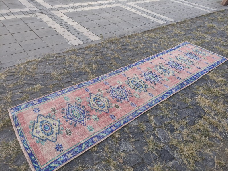 3x11 Turkish kitchen rug 2.62 x 10.73 ft Vintage Handmade 80 x 327 cm Runner Rug gallery