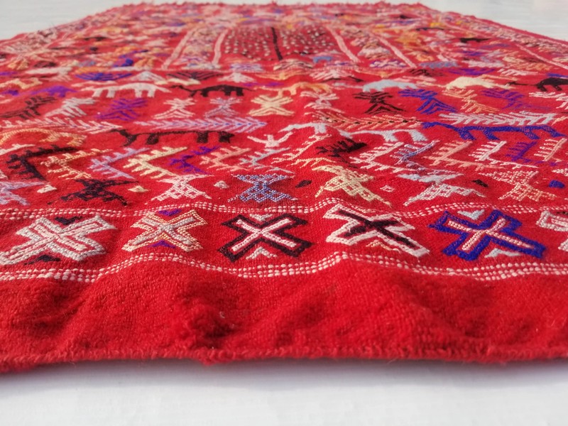 Vintage Traditional Handmade Moroccan Berber Wool Multicolor Kilim 5.1x3.3ft gallery