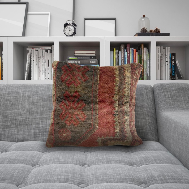 Overdyed Carpet Cushion Traditional Decorative Pillow 1.4x1.3 ft gallery