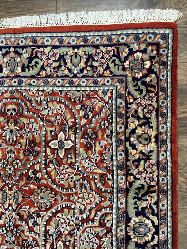 Indian Oriental Rug 4x7 ft Allover Floral Oriental Carpet Red Navy Blue Handmade gallery