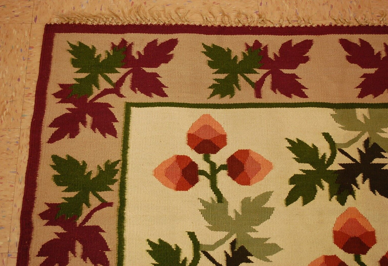OLD, RARE BASARABIAN KILIM 4'11" x 6'10" FINE WOVEN_ALL NATURAL WOOL,FULL COLOR gallery