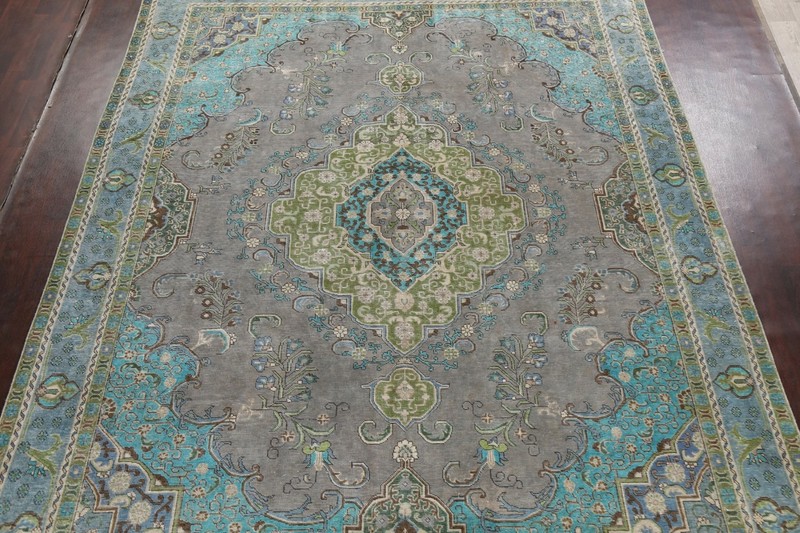 Antique Floral Gray Traditional Area Rug Evenly Low Pile Hand-knotted Wool 9x13 gallery
